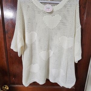 Women's Cream Heart Sweater